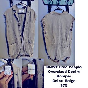 Free People Oversized Denim Romper